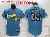 Women's Milwaukee Brewers Custom Blue 2022 City Connect Flex Base Stitched Jersey,baseball caps,new era cap wholesale,wholesale hats